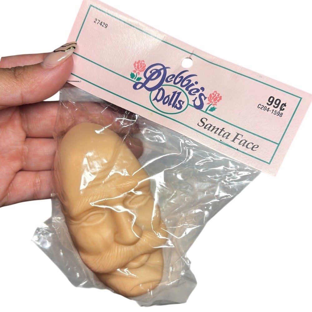 Vintage NEW Debbie's Dolls Santa Face Peach Vintage Vinyl Craft Part 27429